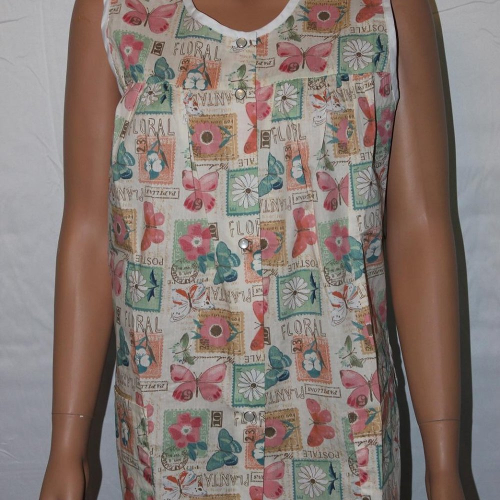 NEW – EASY ESSENTIALS SNAP FRONT SMOCK COBBLER APRON BUTTERFLY POSTCARDS SZ MED